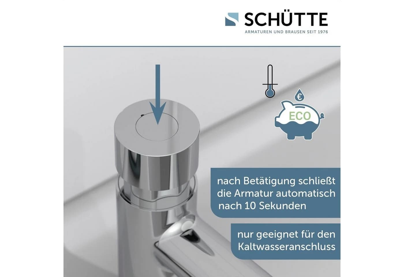 Schütte Waschtischarmatur LIMA Silber Chrom Messing Kaltwasserarmatur - Bild 5