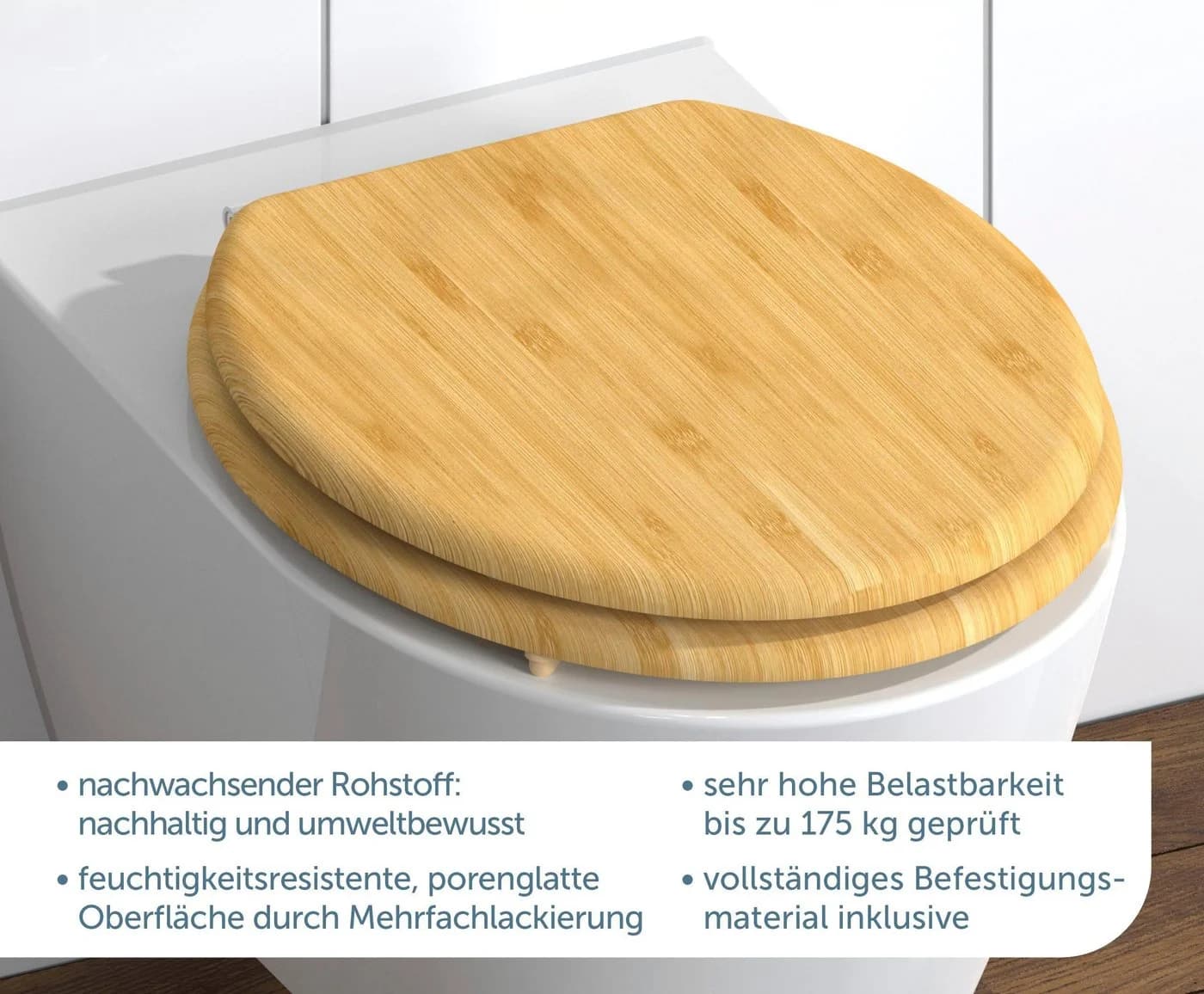 SCHÜTTE WC-Sitz Natural Bamboo Oval Holzfarben Bambus - Bild 4