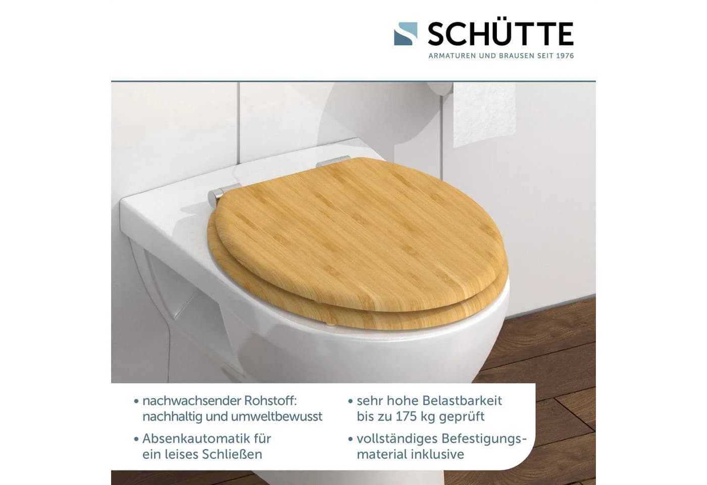 Schütte WC-Sitz Bambus mit Absenkautomatik, Standardmaß, High-Gloss - Bild 3