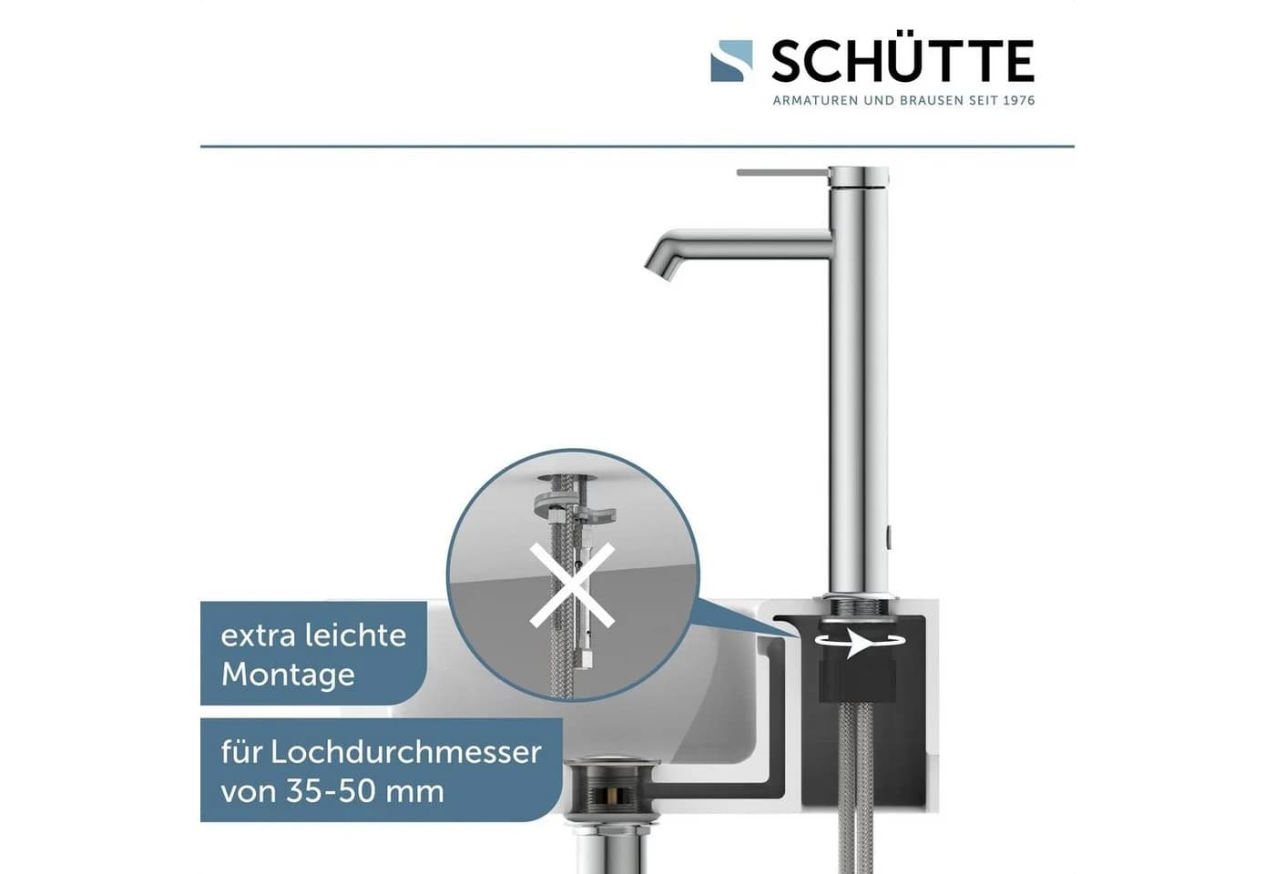 Schütte Waschtischarmatur LOS ANGELES Chrom Einhebel-Mischbatterie Aufsatzwaschbecken - Bild 5