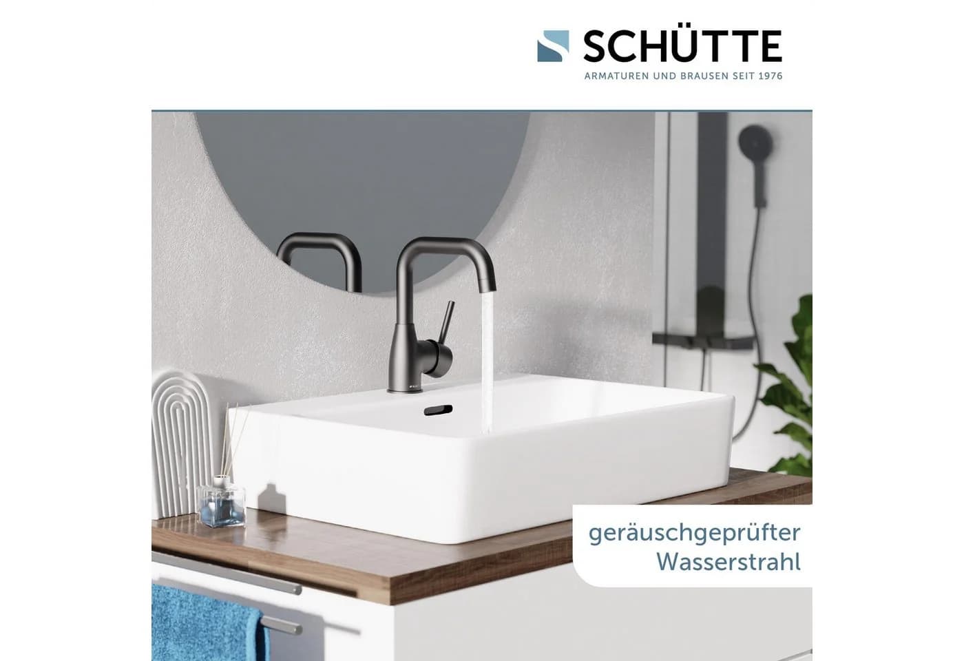 Schütte Waschtischarmatur RAVENNA Chrom Schwarz Pop-up Ablauf