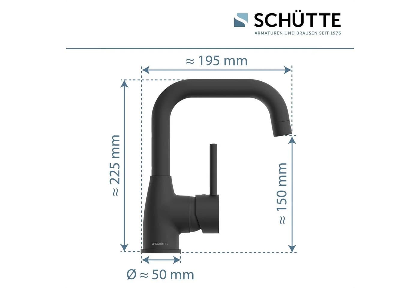 Schütte Waschtischarmatur RAVENNA Chrom Schwarz Pop-up Ablauf - Bild 5
