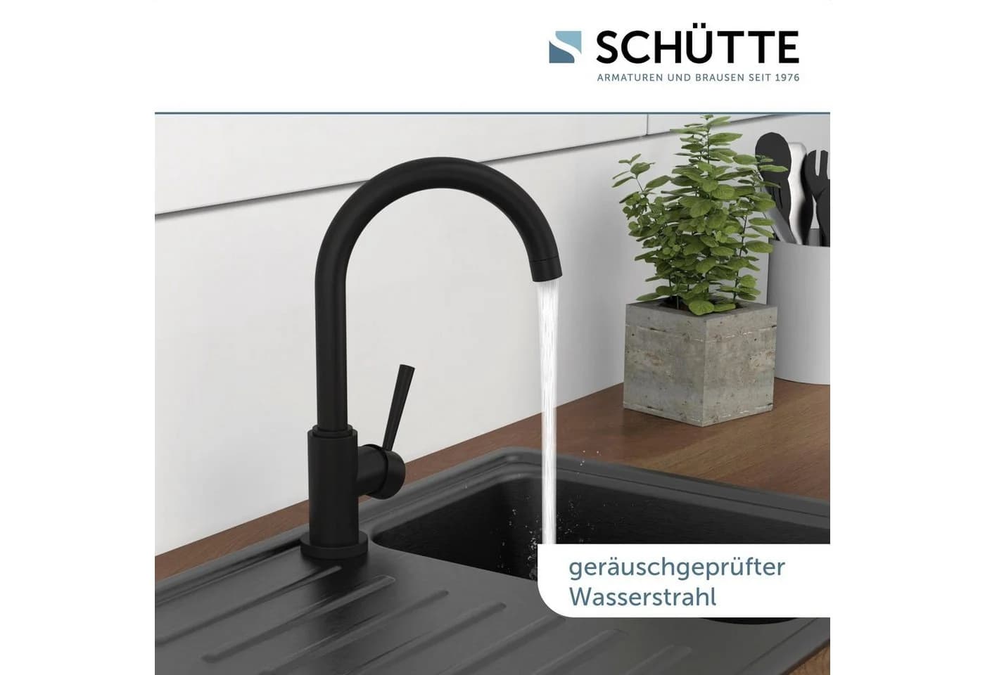 Schütte CORNWALL Küchenarmatur Schwarz Matt 360° schwenkbar