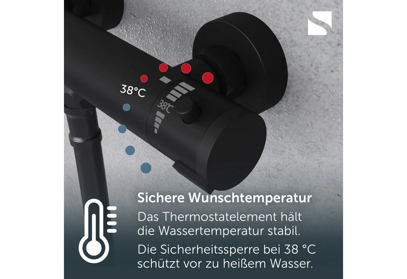Schütte Duschsystem BLACK mit Thermostat und höhenverstellbarer Halterung - Bild 5