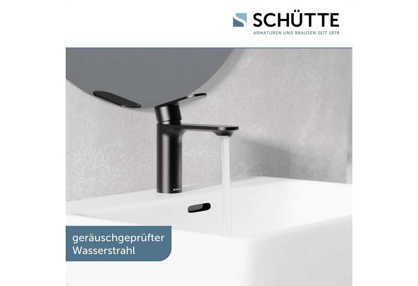 Schütte Waschtischarmatur MONTANA Schwarz Matt mit Pop Up Ablaufventil