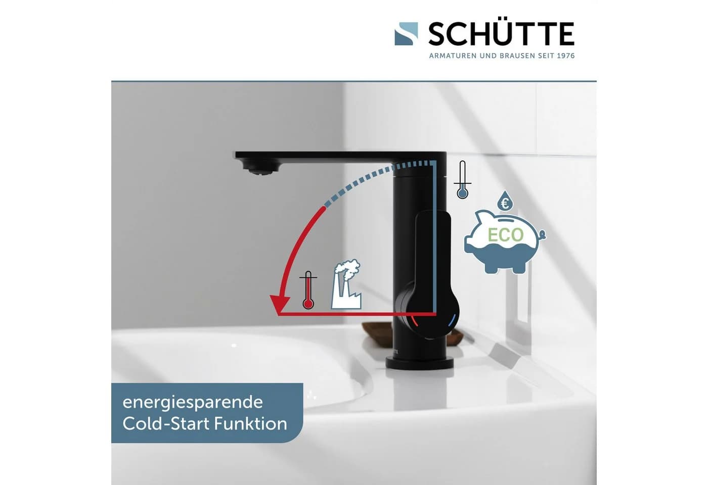 Schütte Waschtischarmatur ARIZONA Schwarz Matt mit Cold-Start Funktion - Bild 4