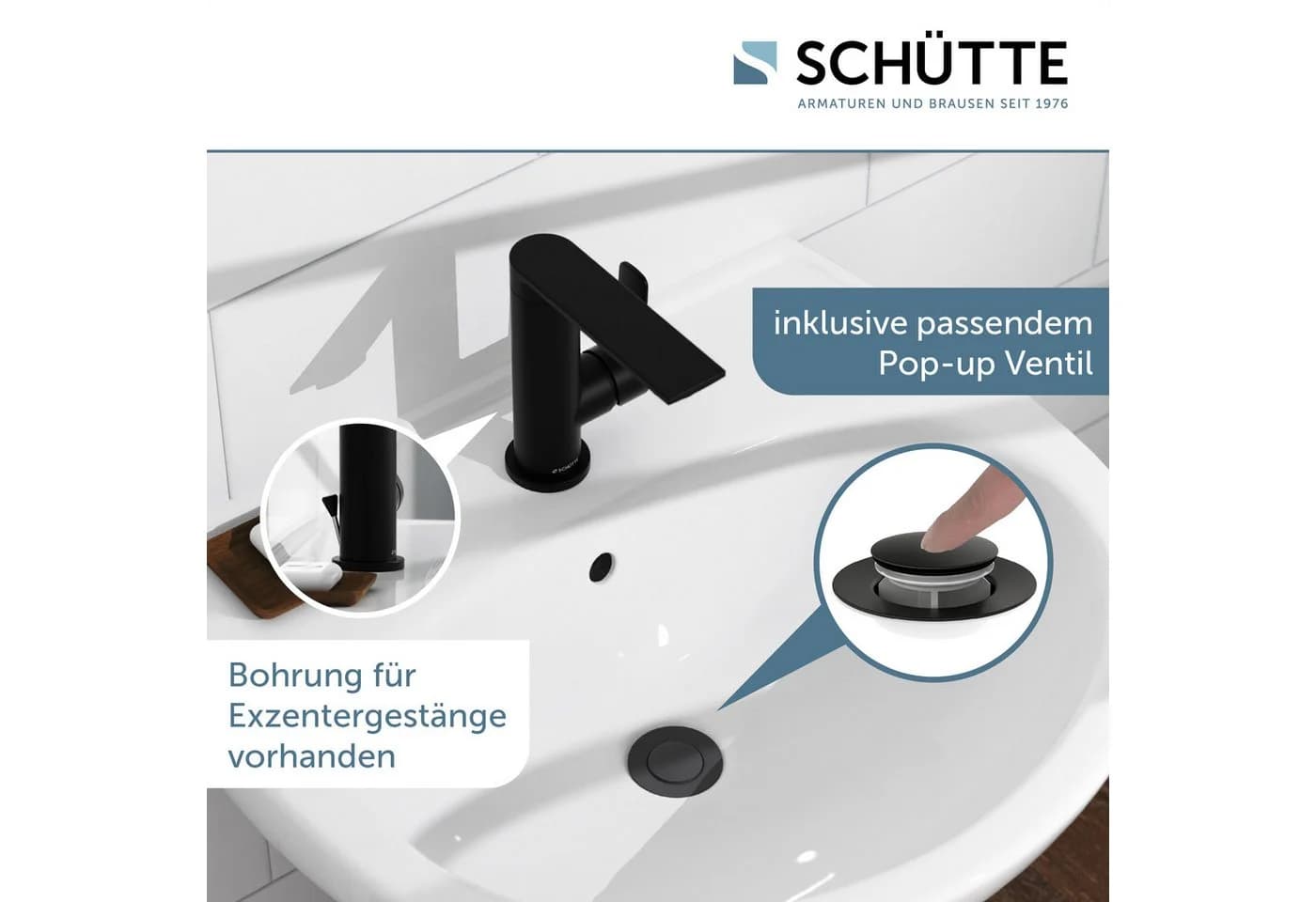 Schütte Waschtischarmatur ARIZONA Schwarz Matt mit Cold-Start Funktion - Bild 5