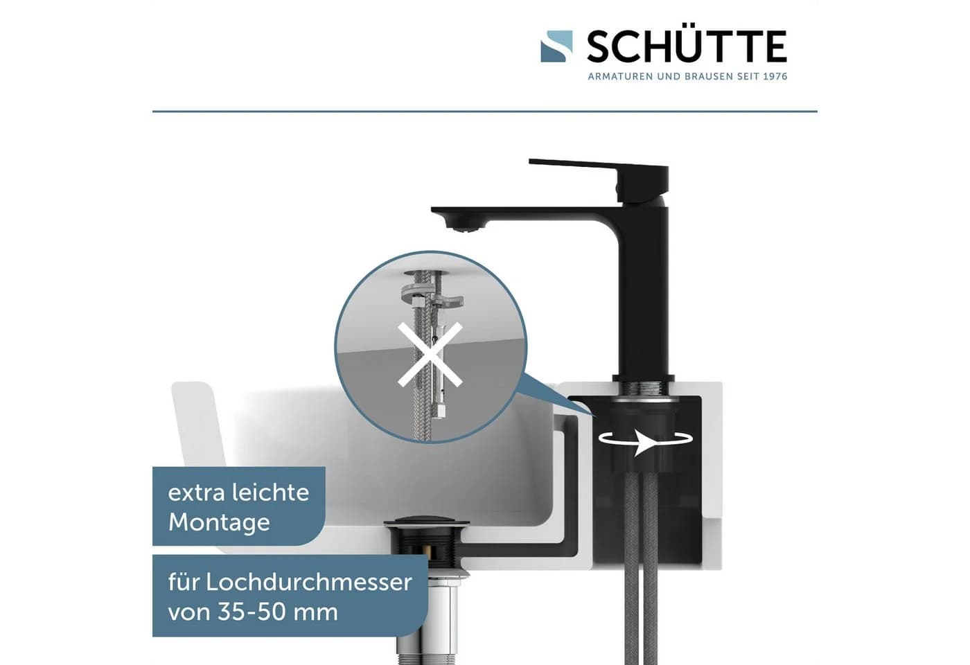 Waschtischarmatur SCHÜTTE "SAN DIEGO" Schwarz Messing - Bild 5