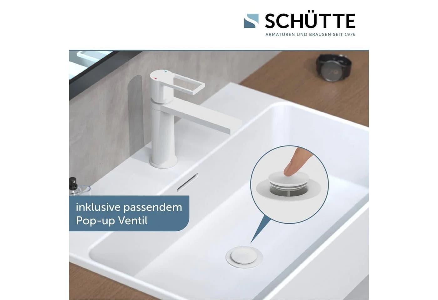 Schütte Waschtischarmatur MANHATTAN Verbrühschutz Wassersparend Marken-Mischdüse - Bild 4