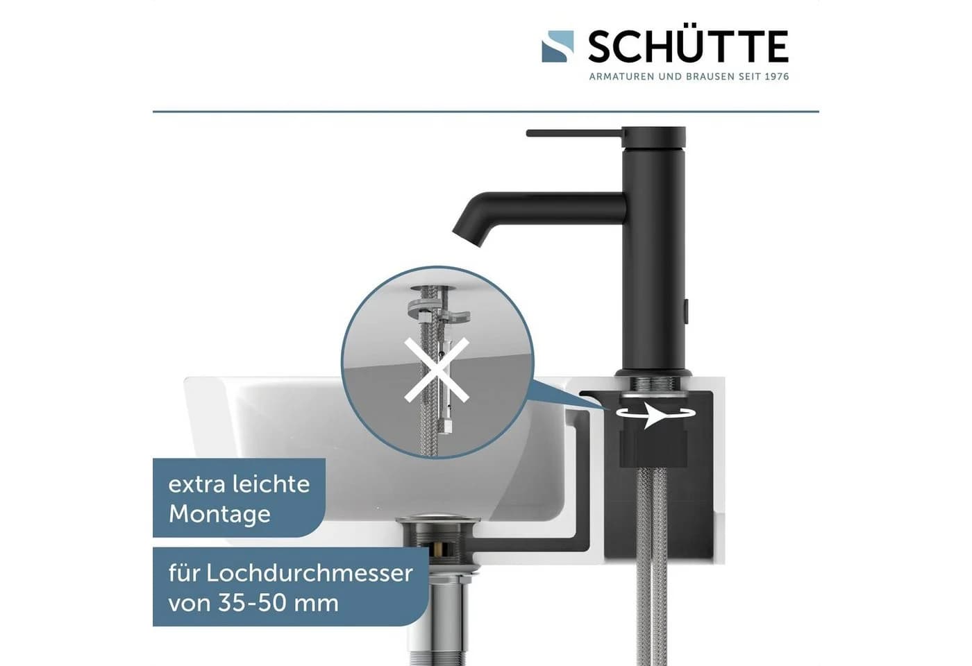 Schütte Waschtischarmatur LOS ANGELES Schwarz Matt Einhebel Badarmatur - Bild 4