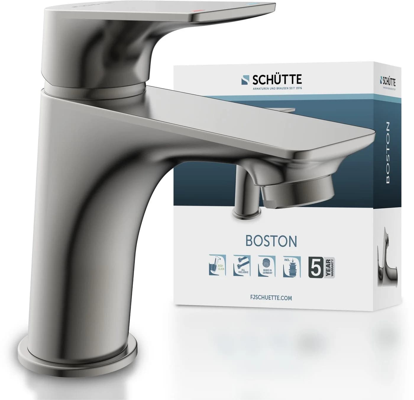 Schütte Waschtischarmatur BOSTON Graphit Matt mit Eco-Click & Pop-Up - Bild 2