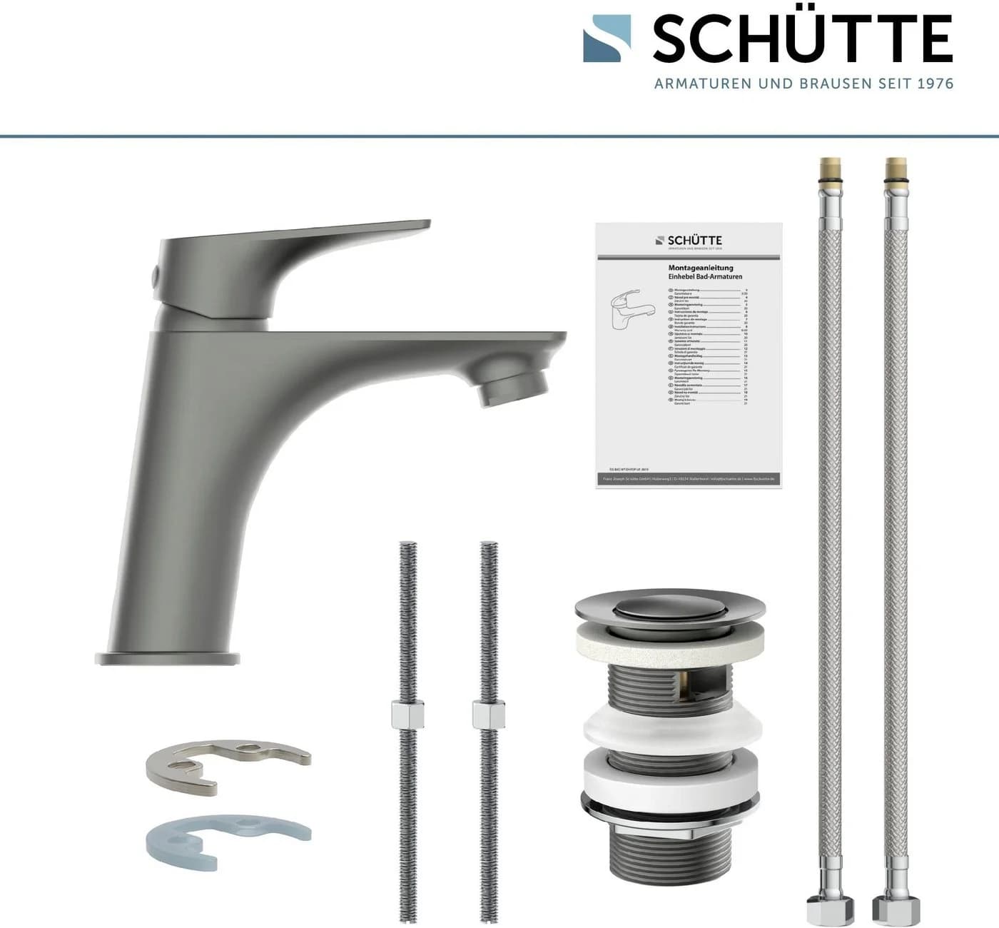 Schütte Waschtischarmatur BOSTON Graphit Matt mit Eco-Click & Pop-Up - Bild 3