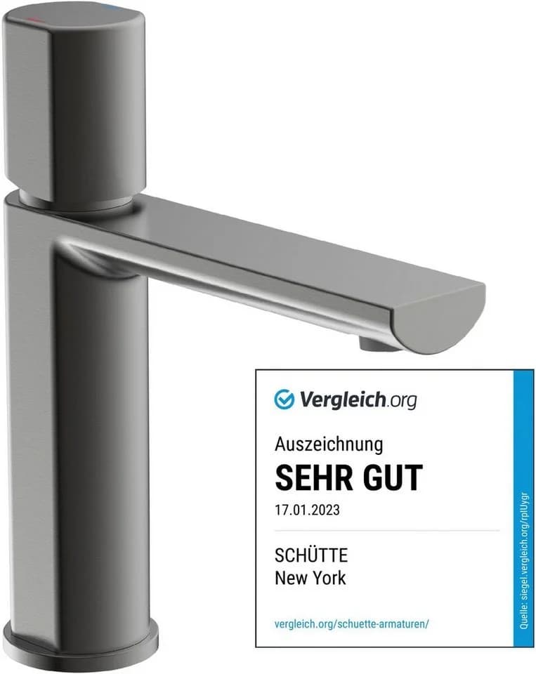 Schütte Waschtischarmatur NEW YORK Grau mit Pop Up Abfluss - Bild 3