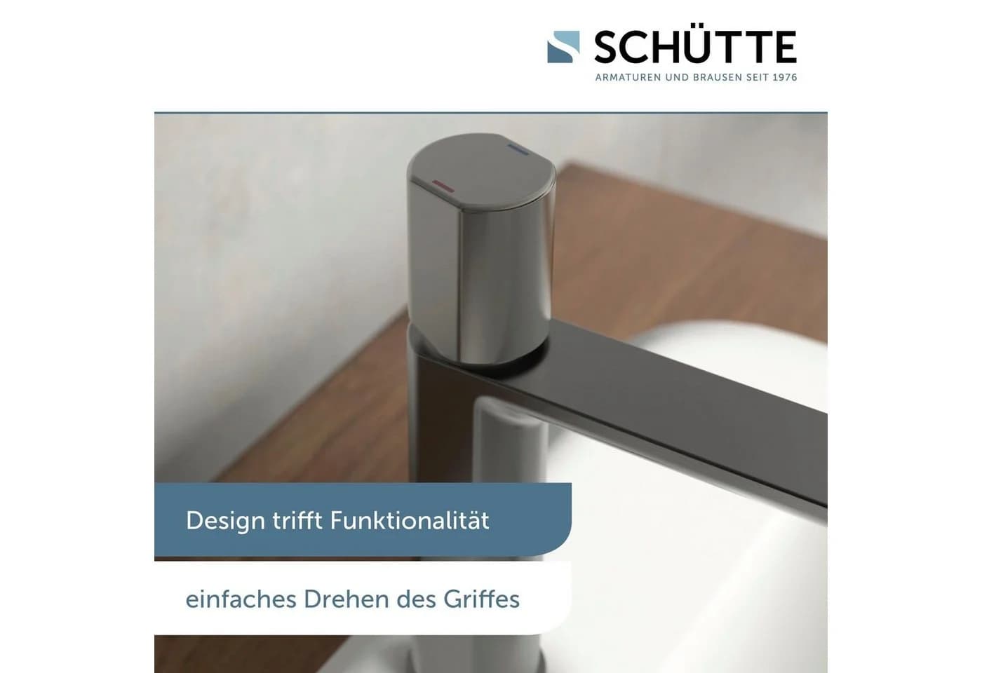 Schütte Waschtischarmatur NEW YORK Grau mit Pop Up Abfluss - Bild 5