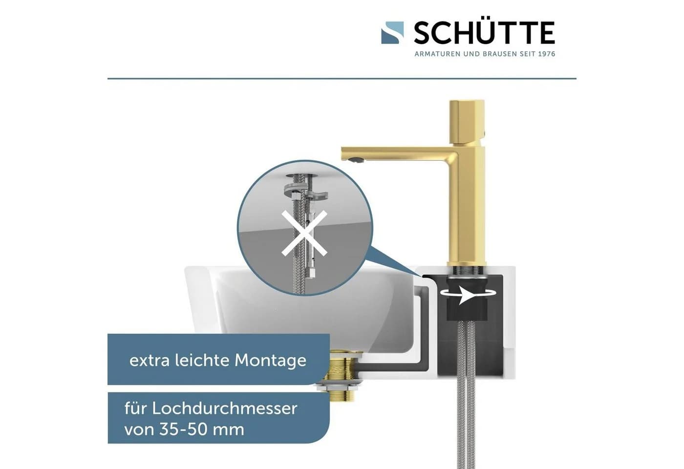 Schütte Waschtischarmatur NEW YORK Gold matt mit Pop Up Abfluss - Bild 3