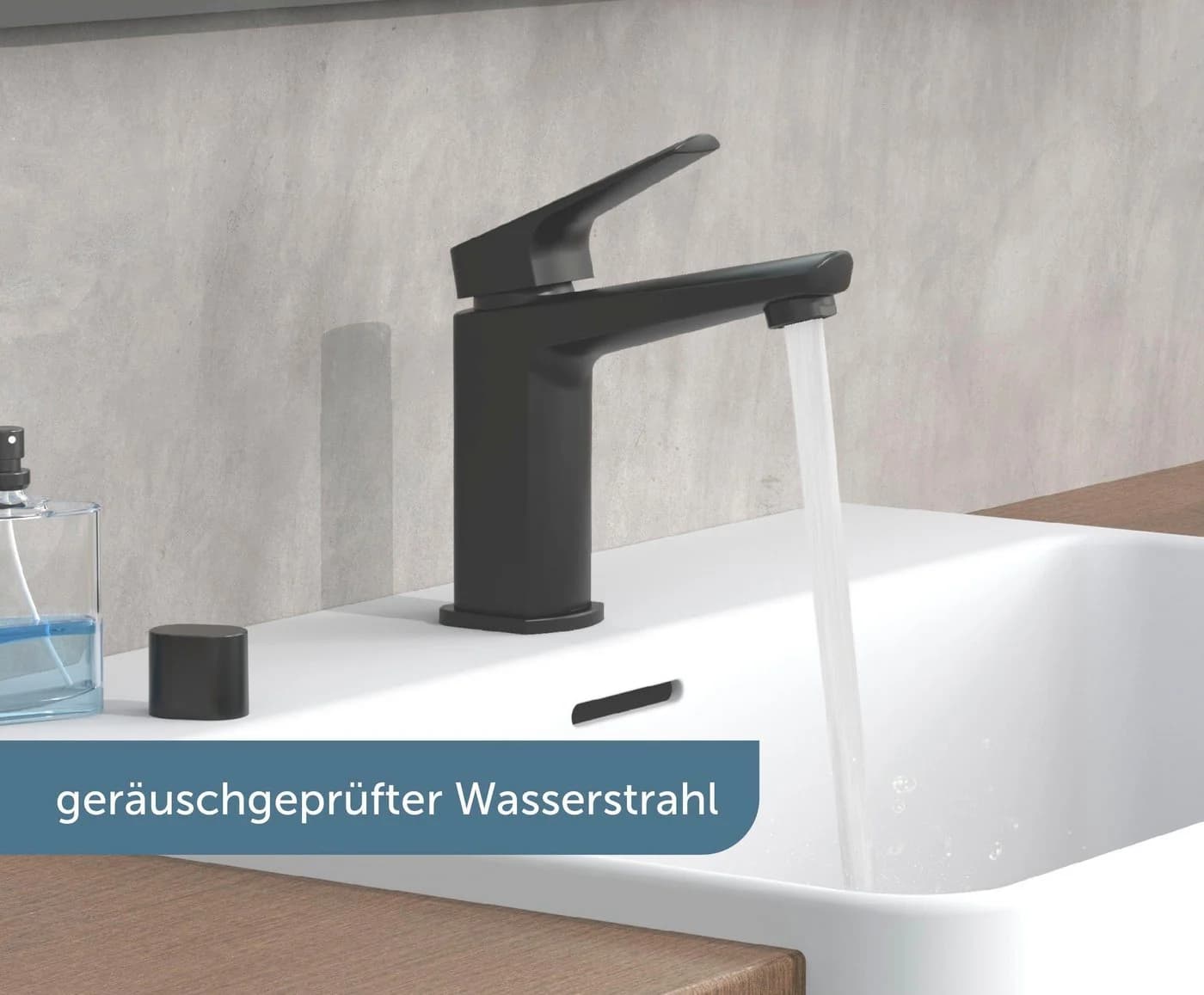 Schütte Waschtischarmatur RAVEN Schwarz mit Pop Up Abfluss und Montageset