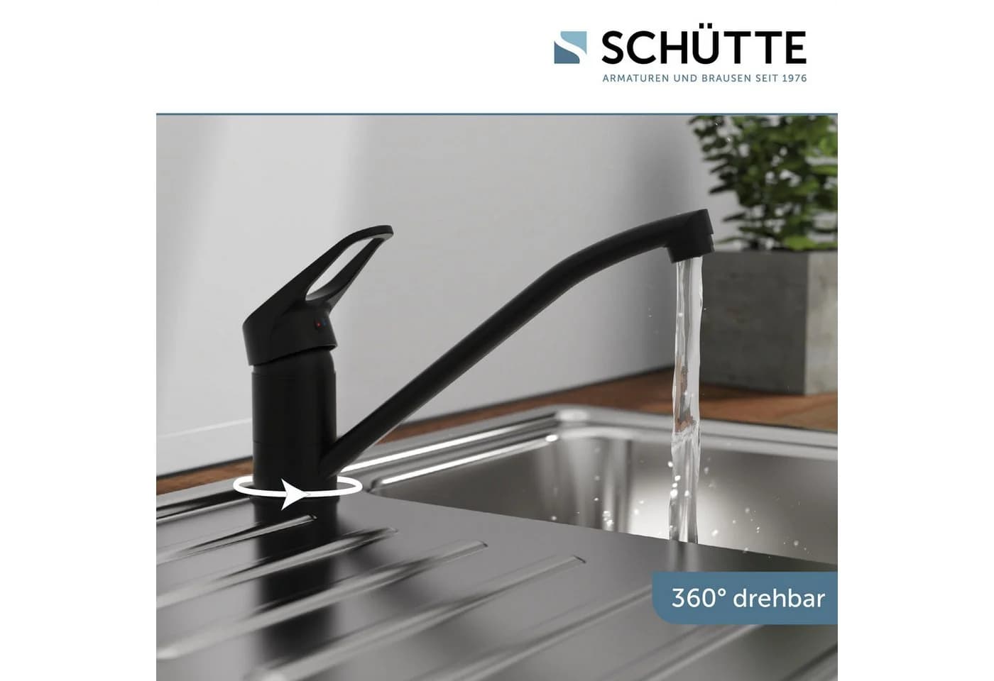 Schütte Spültischarmatur TASSONI Niederdruck Armatur Küche 360° schwenkbarer Wasserhahn