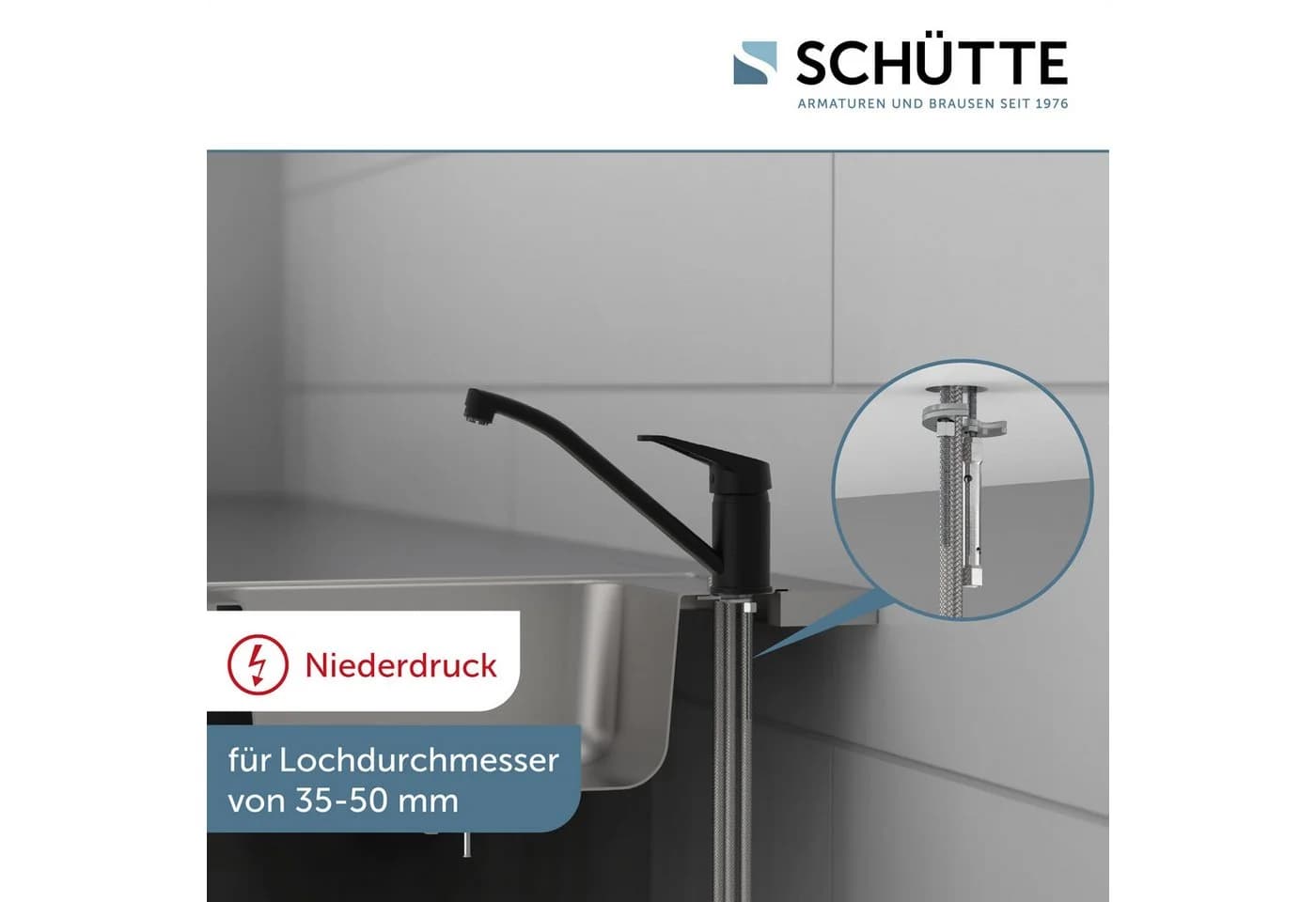 Schütte Spültischarmatur TASSONI Niederdruck Armatur Küche 360° schwenkbarer Wasserhahn - Bild 3