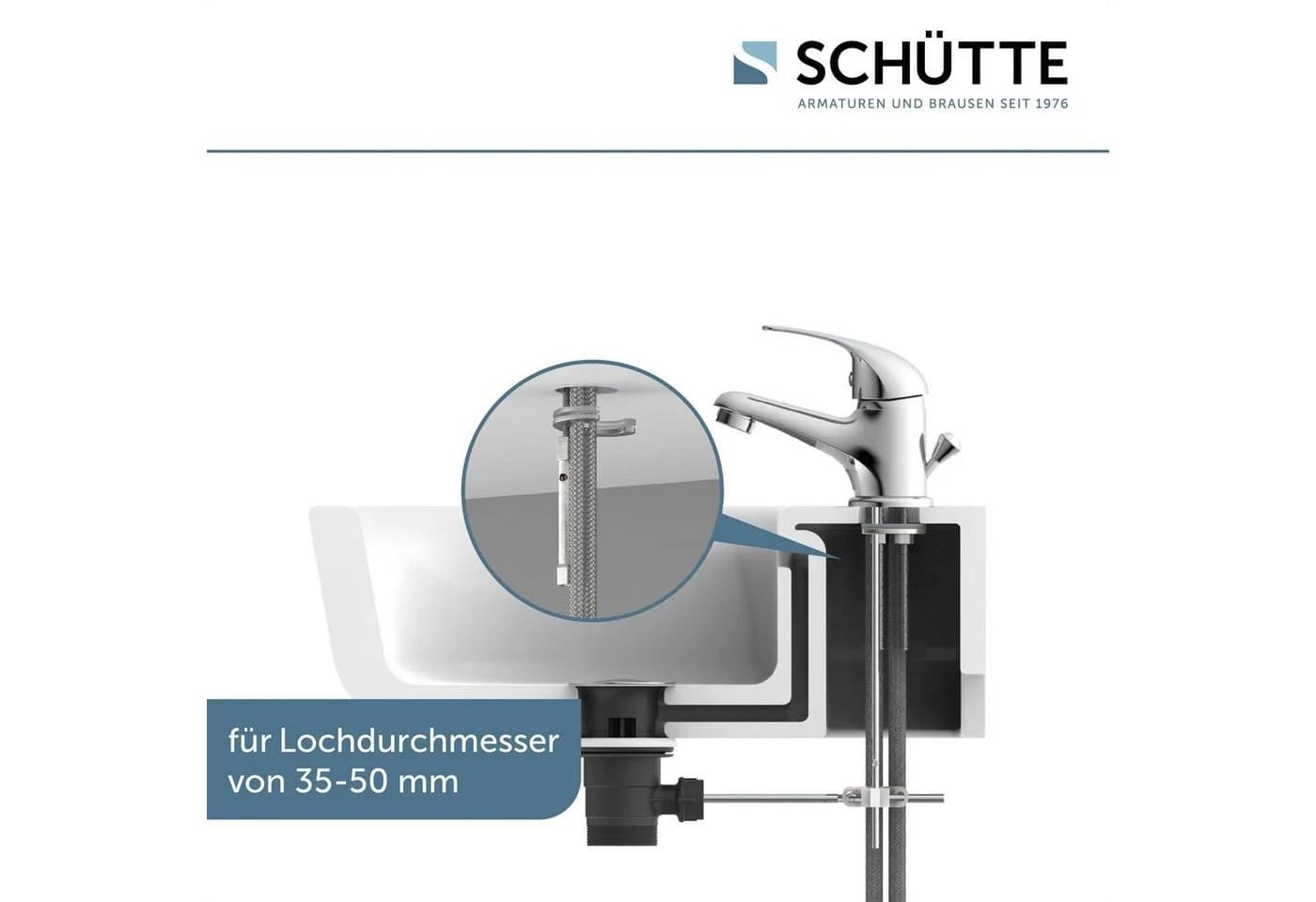 SCHÜTTE ATHOS PLUS Waschtischarmatur Chrom mit Zugstange - Bild 3