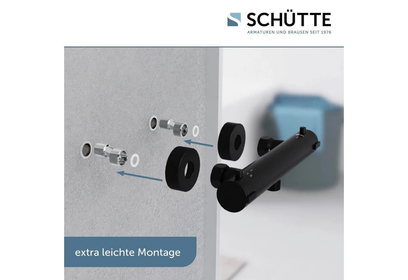 SCHÜTTE Duscharmatur London Schwarz Matt mit Thermostat - Bild 5