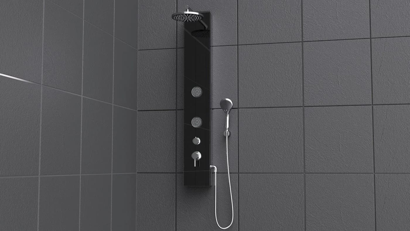 Schütte Duschsäule 145 cm Regendusche & Massagedüsen Handbrause 3 Funktionen Chromfarben-Schwarz - Bild 4