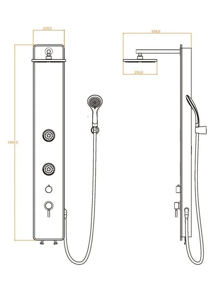 Schütte Duschsäule 145 cm Regendusche & Massagedüsen Handbrause 3 Funktionen Chromfarben-Schwarz - Bild 5