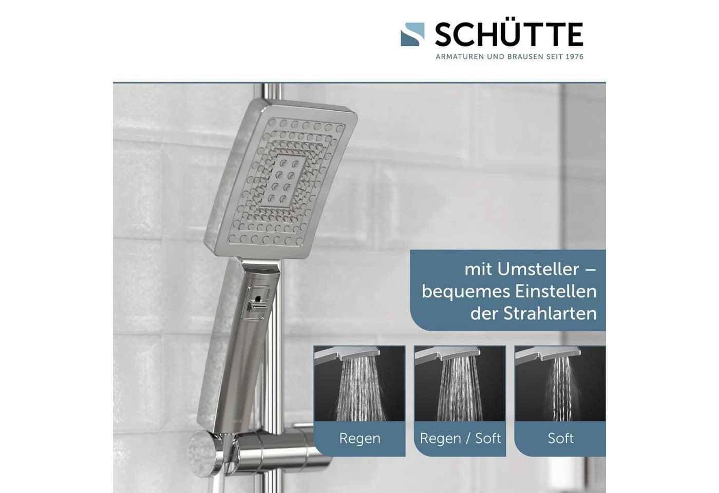 SCHÜTTE TRENTO Duschbrause Set mit Thermostatarmatur Grau Chrom - Bild 5