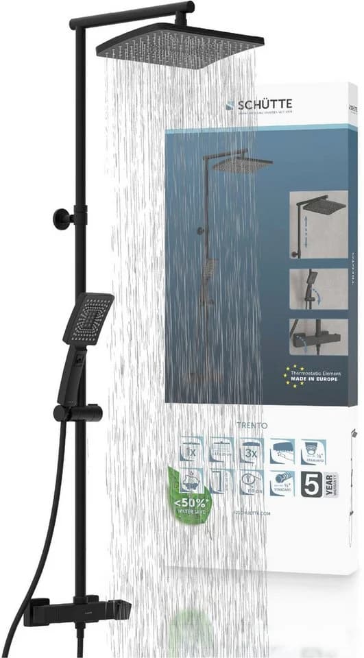 SCHÜTTE Duschbrause TRENTO Schwarz Matt mit Thermostatarmatur - Bild 2