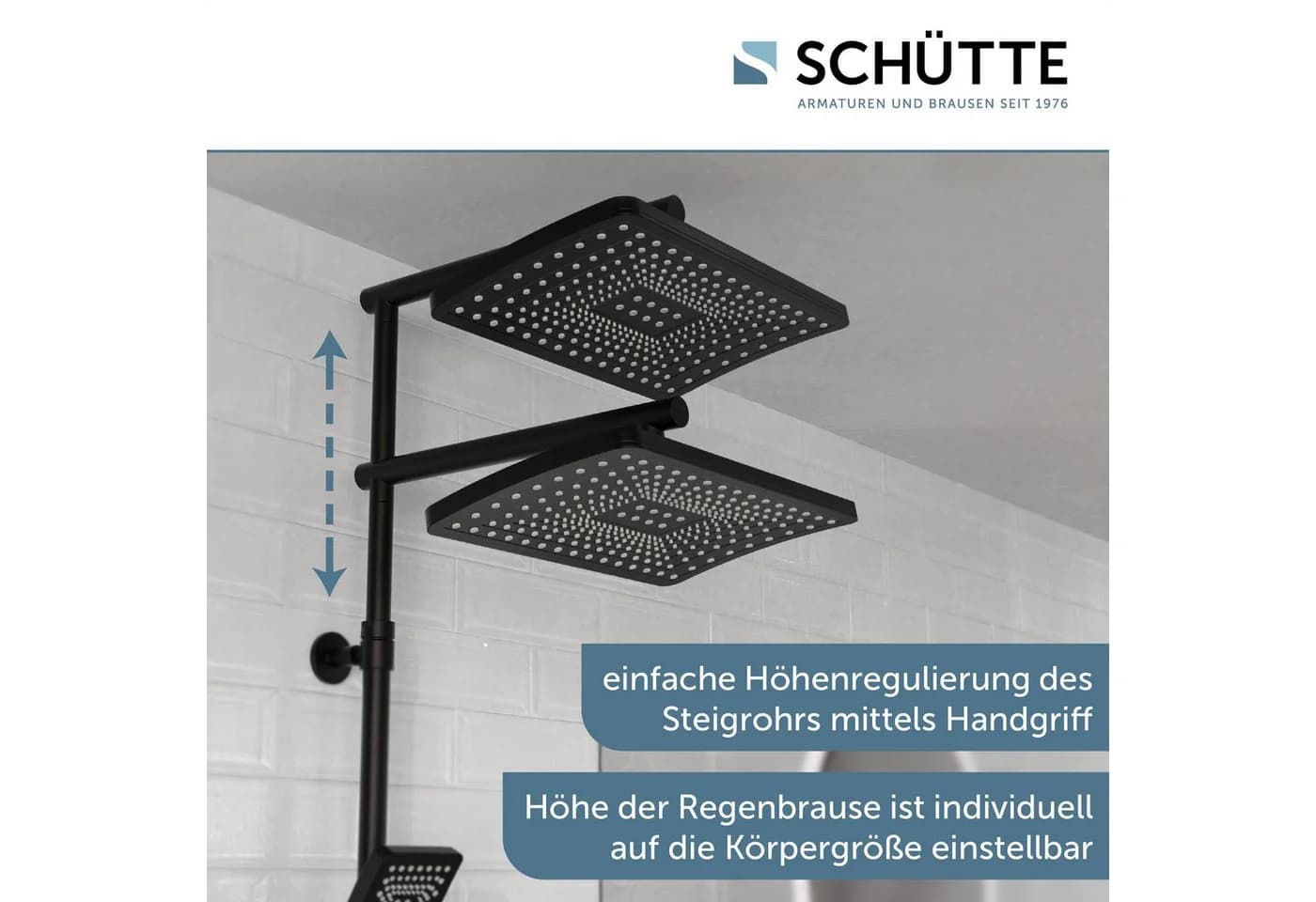 SCHÜTTE Duschbrause TRENTO Schwarz Matt mit Thermostatarmatur - Bild 4