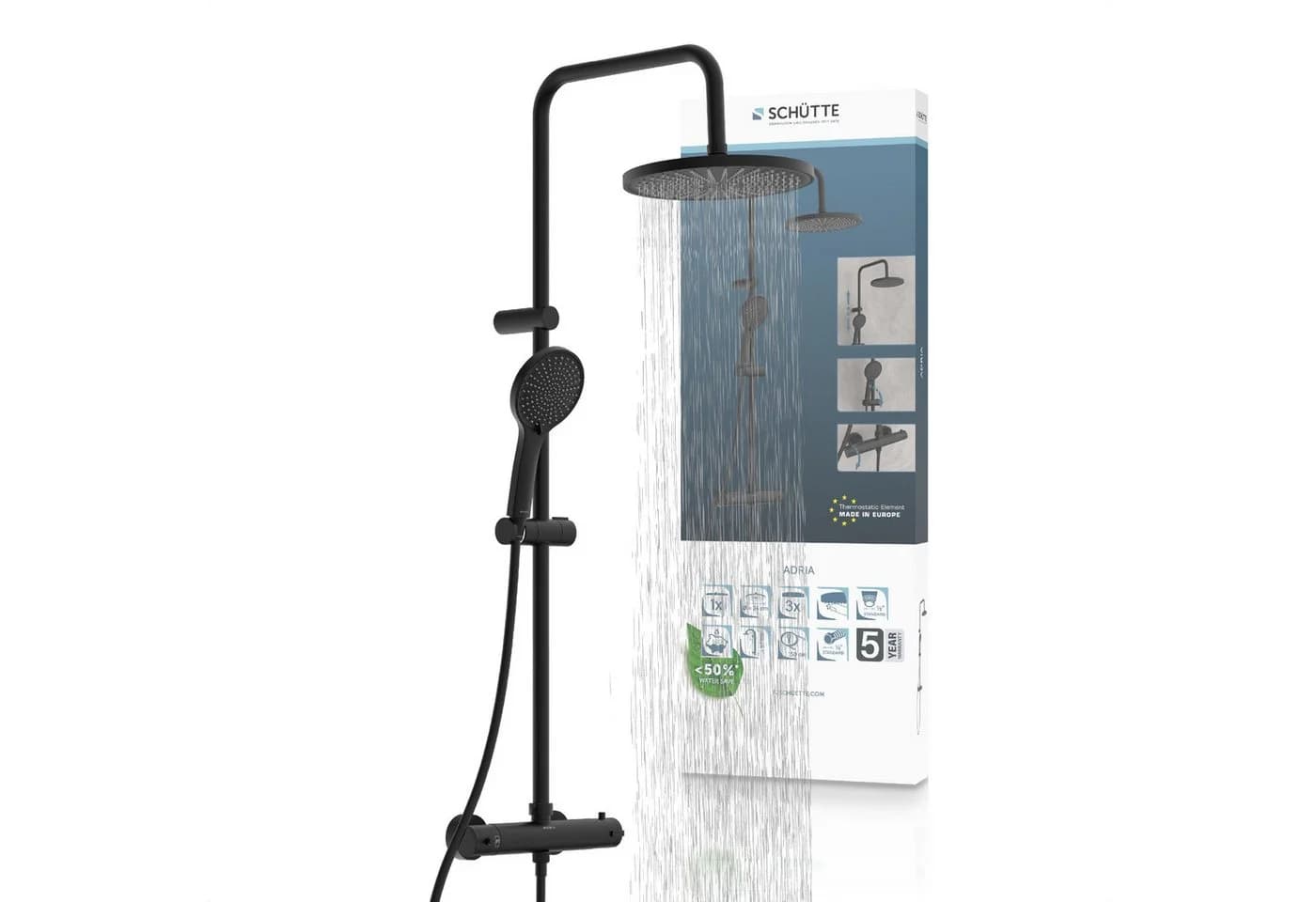 Schütte Duschbrause ADRIA Set mit Thermostatarmatur Silber - Bild 2