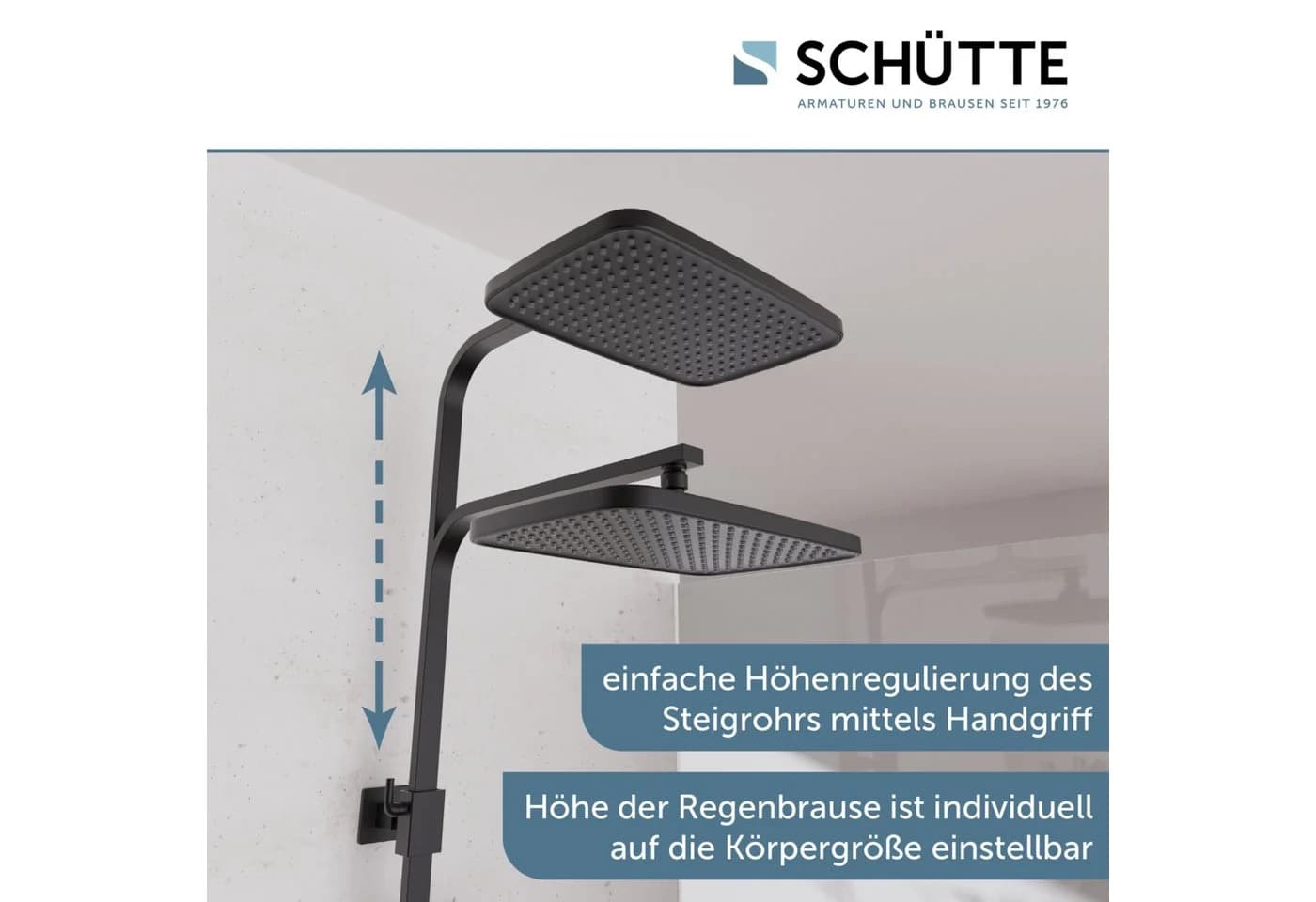 Schütte Brausegarnitur GRAN CANARIA Schwarz matt mit Thermostat und Regendusche - Bild 4