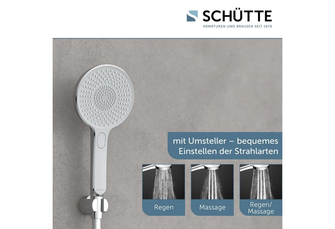 Schütte Handbrause KARIBIK 3-fach verstellbar chromfarben/hellgrau - Bild 3