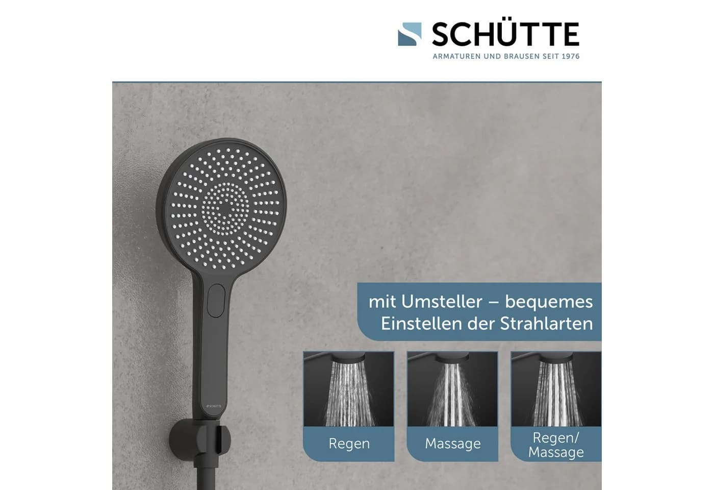 Schütte Handbrause KARIBIK Schwarz Matt 3-fach verstellbar - Bild 3