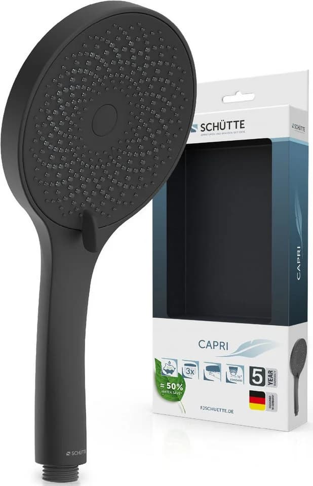 Schütte Handbrause CAPRI Schwarz Matt 3-fach verstellbar Antikalk - Bild 2