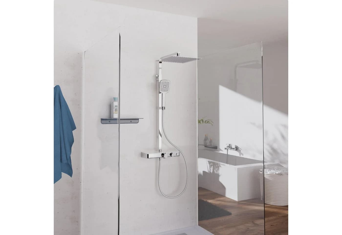 SCHÜTTE OCEAN Brausegarnitur Weiß Chromfarben Thermostat