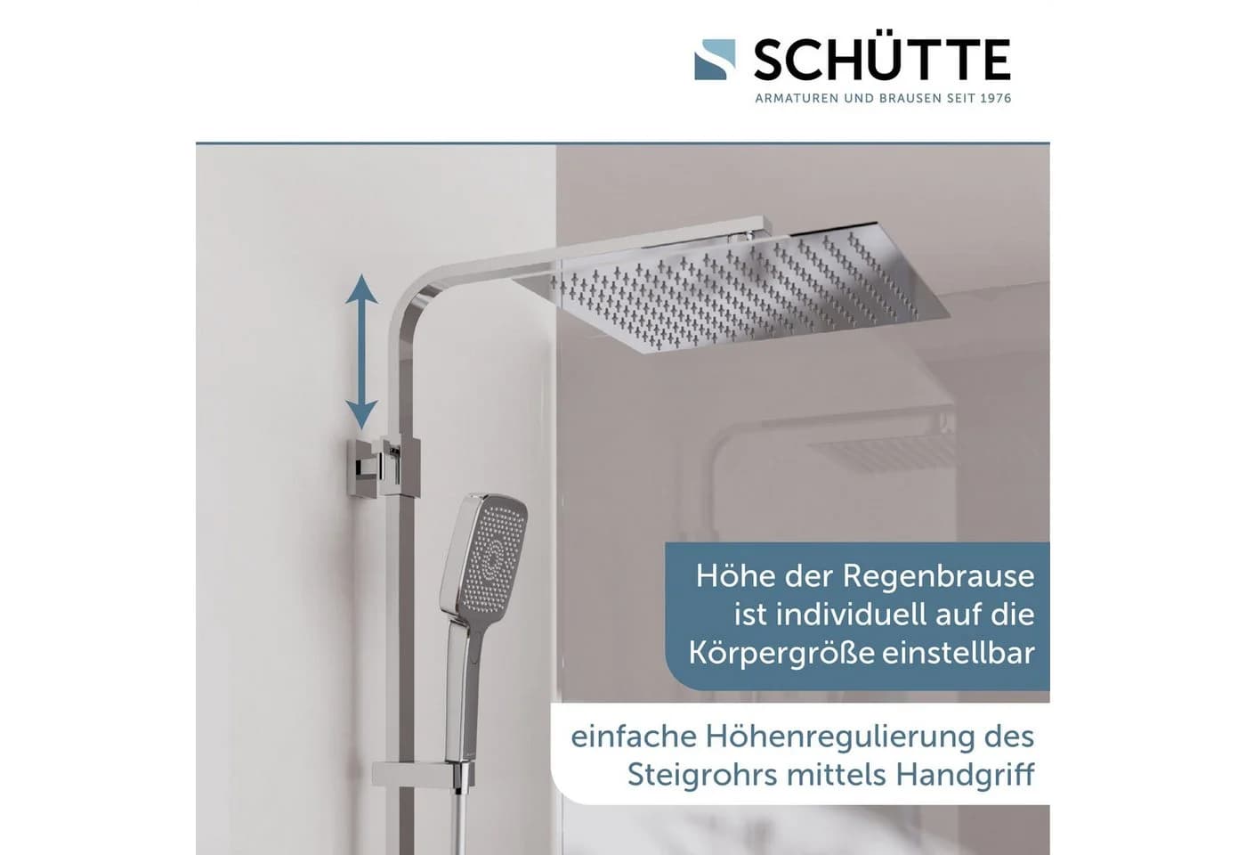 SCHÜTTE OCEAN Brausegarnitur Grau Chromfarbend Thermostat Regendusche - Bild 3