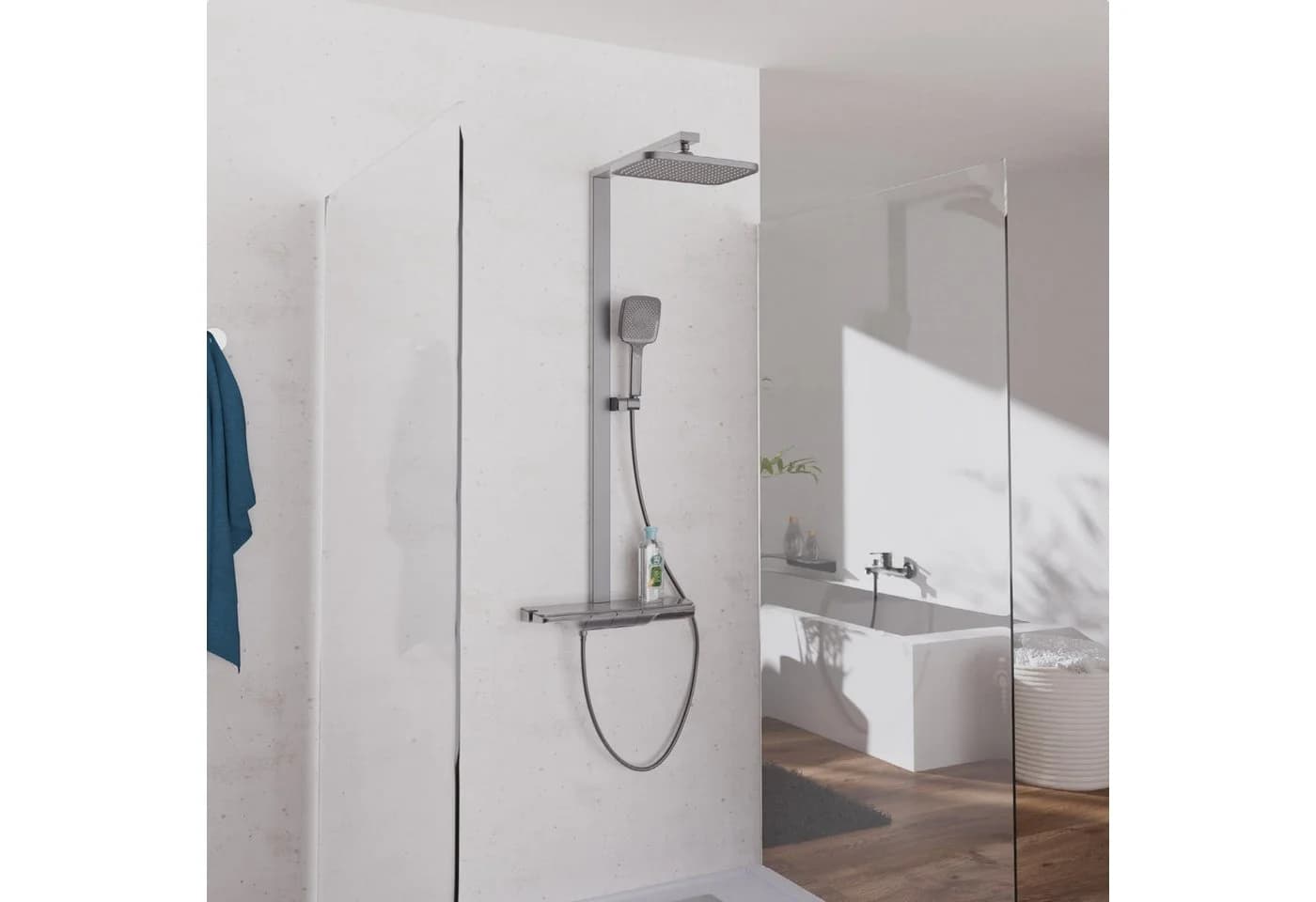 SCHÜTTE Duschsystem HAWAII Überkopfbrause-Set Graphit Matt mit Thermostat