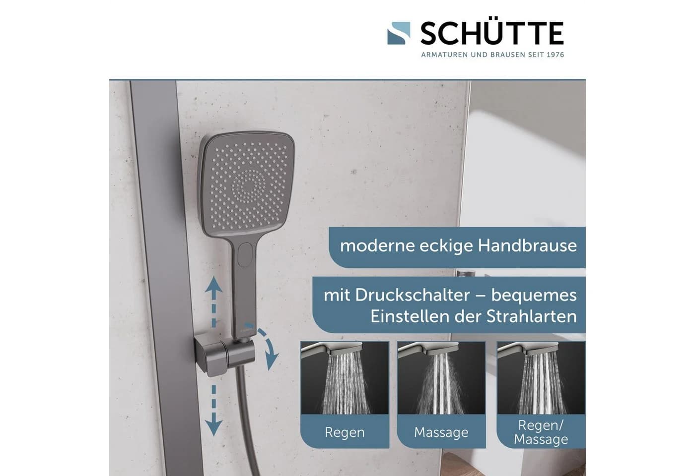 SCHÜTTE Duschsystem HAWAII Überkopfbrause-Set Graphit Matt mit Thermostat - Bild 5