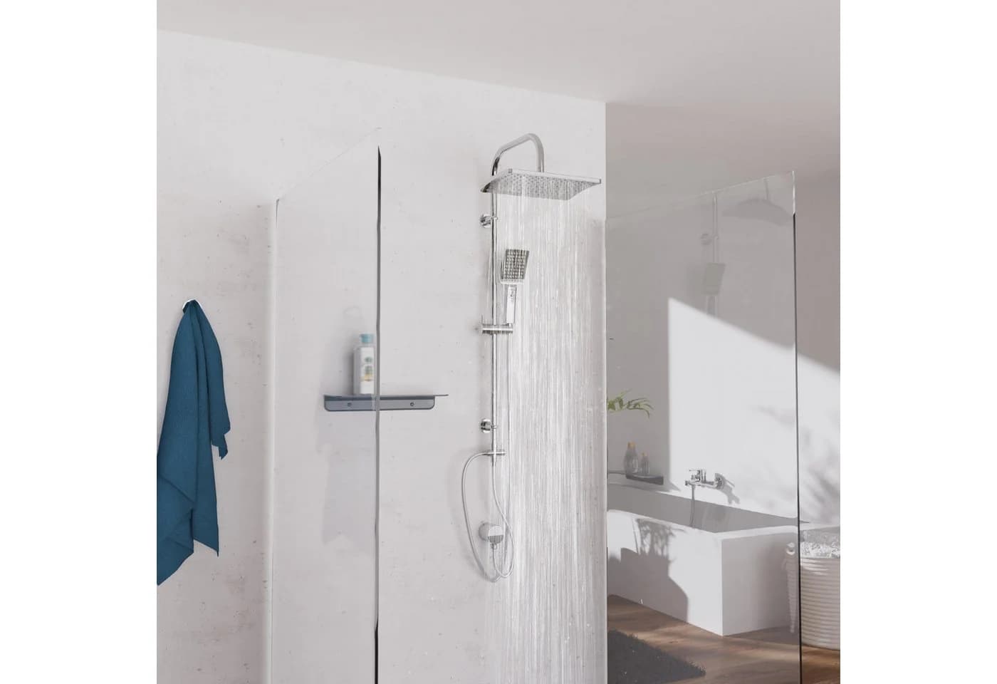 SCHÜTTE Brausegarnitur Mallorca Duschsystem Regendusche Handbrause Chrom Grau - Bild 3
