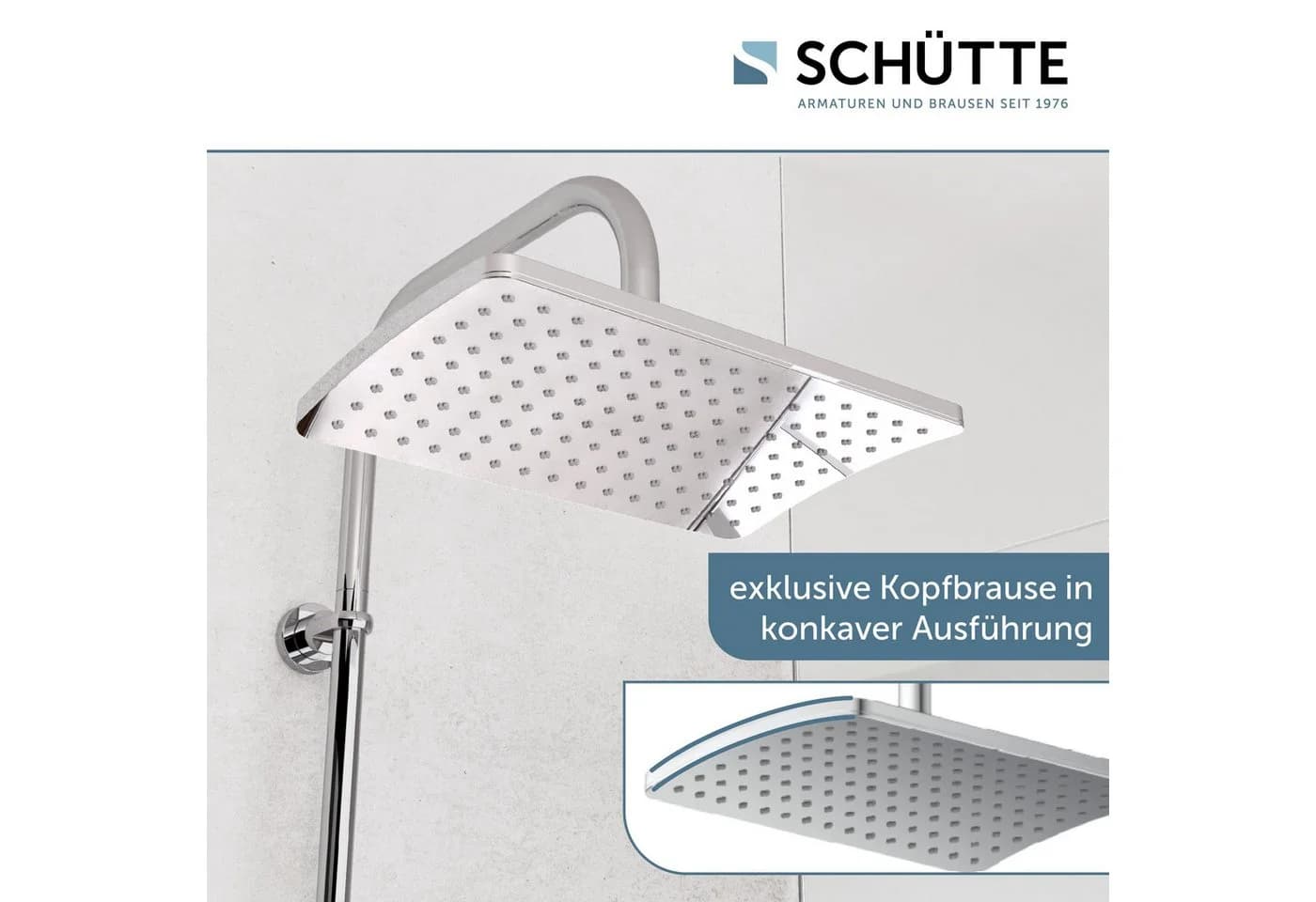SCHÜTTE Brausegarnitur Mallorca Duschsystem Regendusche Handbrause Chrom Grau - Bild 5