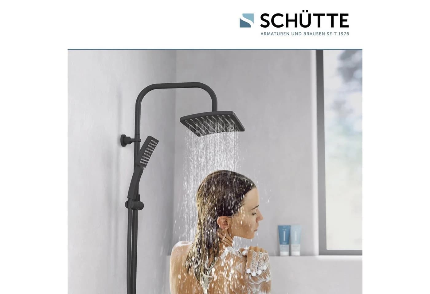 Schütte Brausegarnitur Mallorca Schwarz Matt Duschsystem mit Regendusche - Bild 3