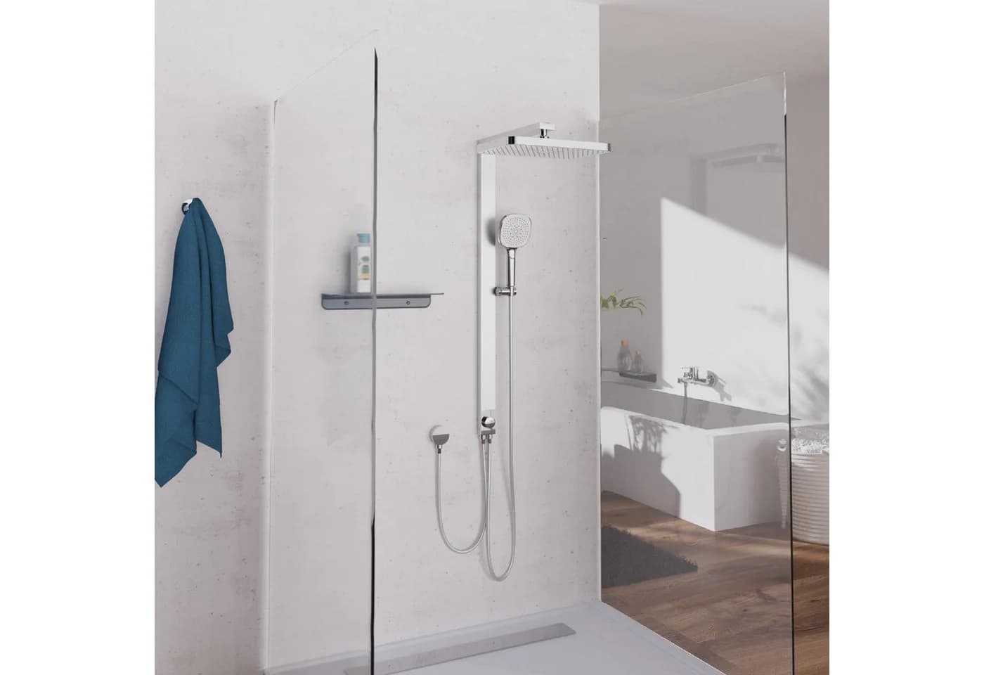 SCHÜTTE LA PALMA Brausegarnitur Regendusche Chrom Weiß