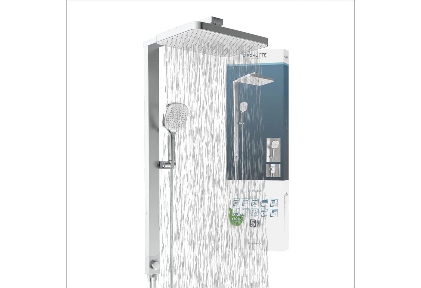 SCHÜTTE LA PALMA Brausegarnitur Regendusche Chrom Weiß - Bild 2