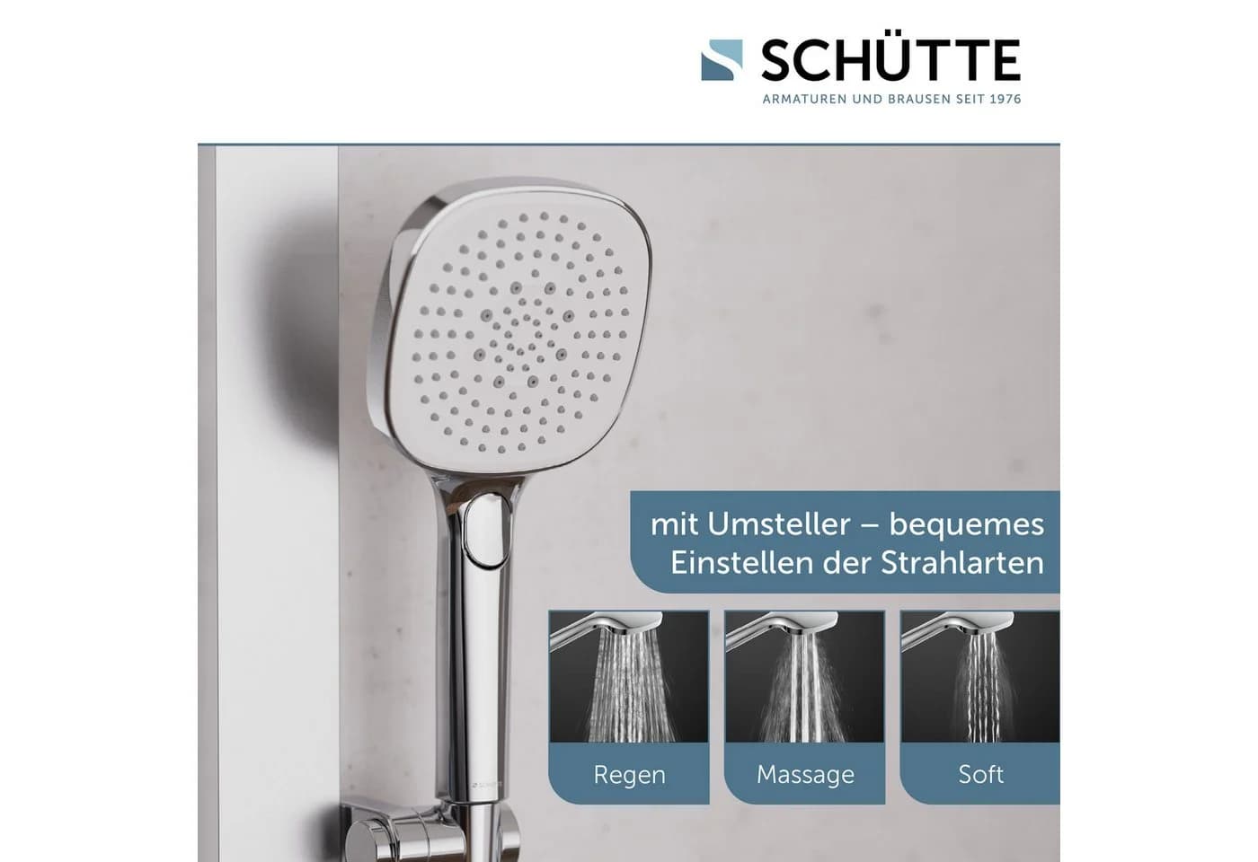 SCHÜTTE LA PALMA Brausegarnitur Regendusche Chrom Weiß - Bild 5