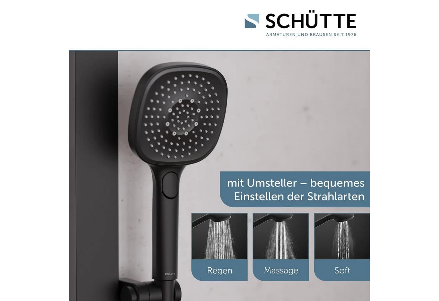 SCHÜTTE LA PALMA Brausegarnitur Schwarz Matt Regendusche - Bild 5
