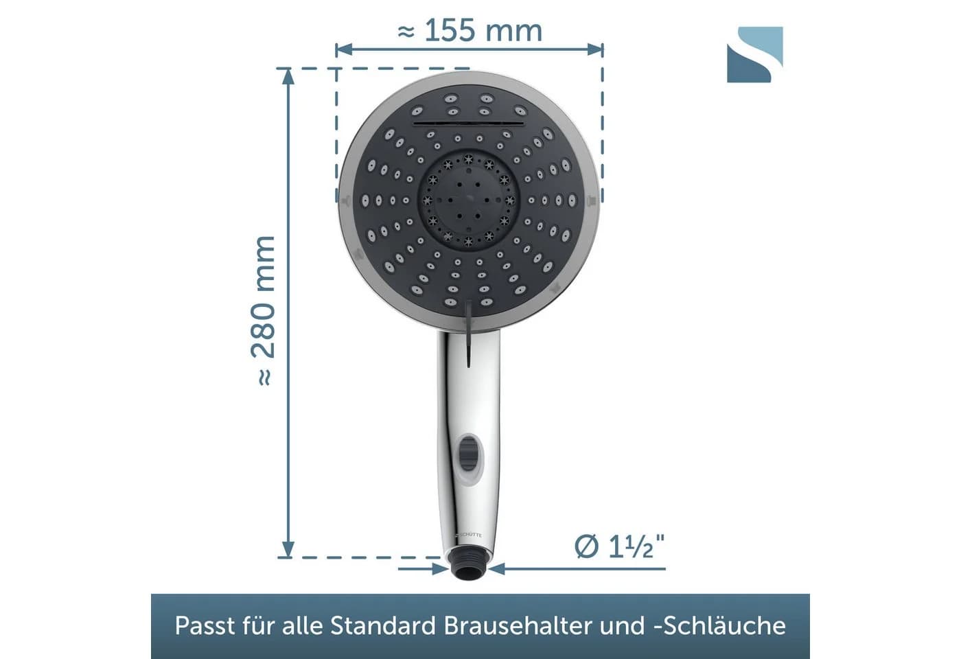 Schütte Handbrause Wasserfall Grau Chrom 5 Strahlarten - Bild 3