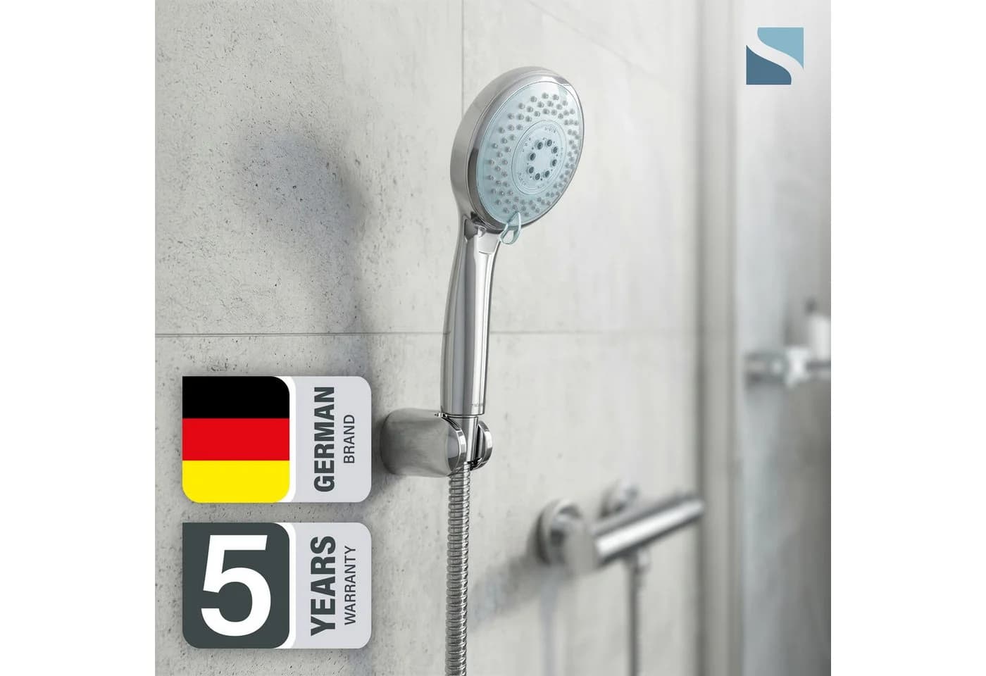 SCHÜTTE LED Handbrause Grau Chromfarben 3 Strahlarten - Bild 3