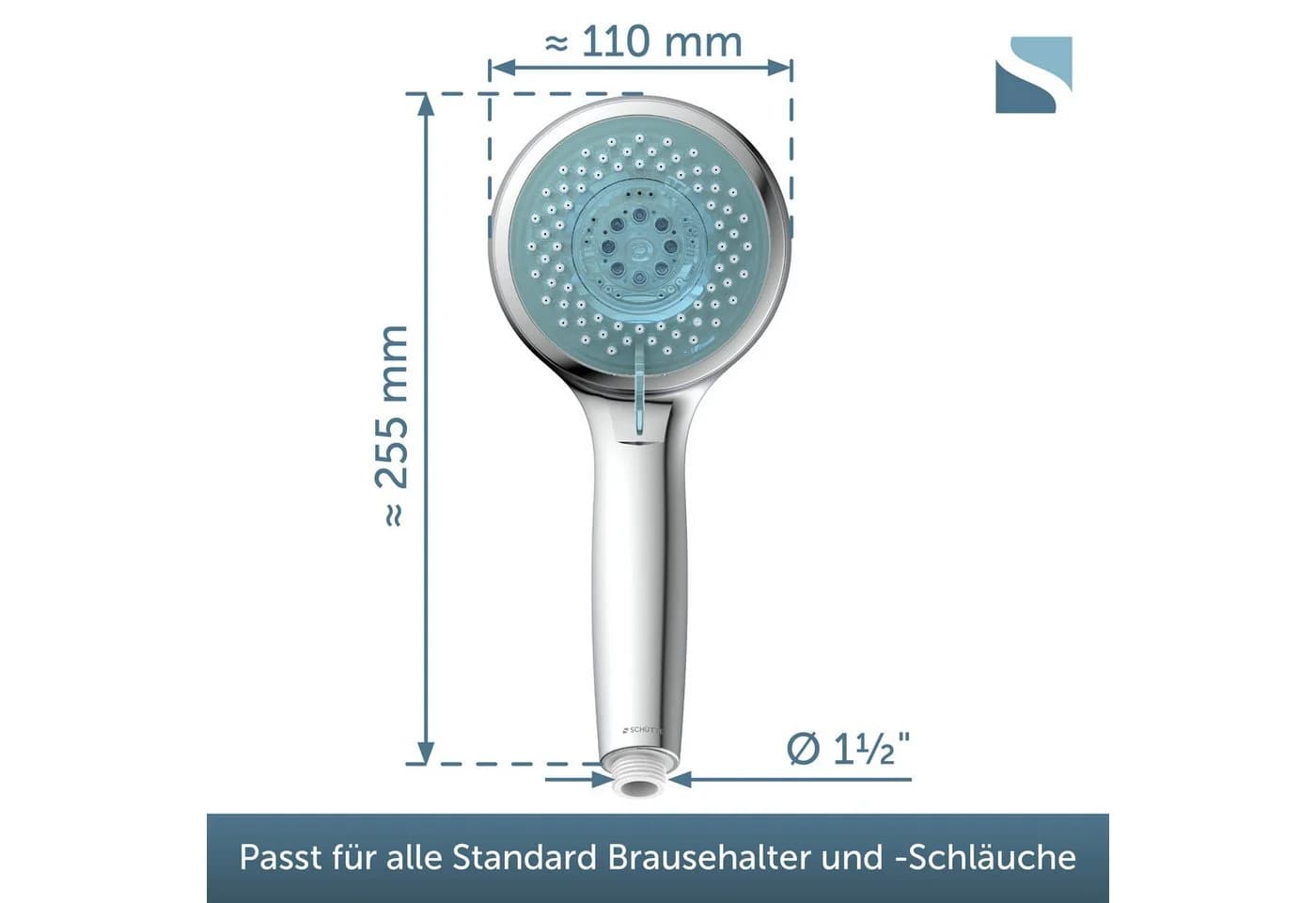 SCHÜTTE LED Handbrause Grau Chromfarben 3 Strahlarten - Bild 4