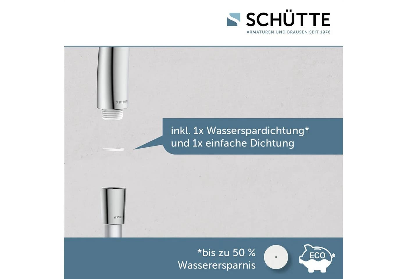 Schütte Handbrause TORINO 5 Strahlarten Antikalk Silber - Bild 4
