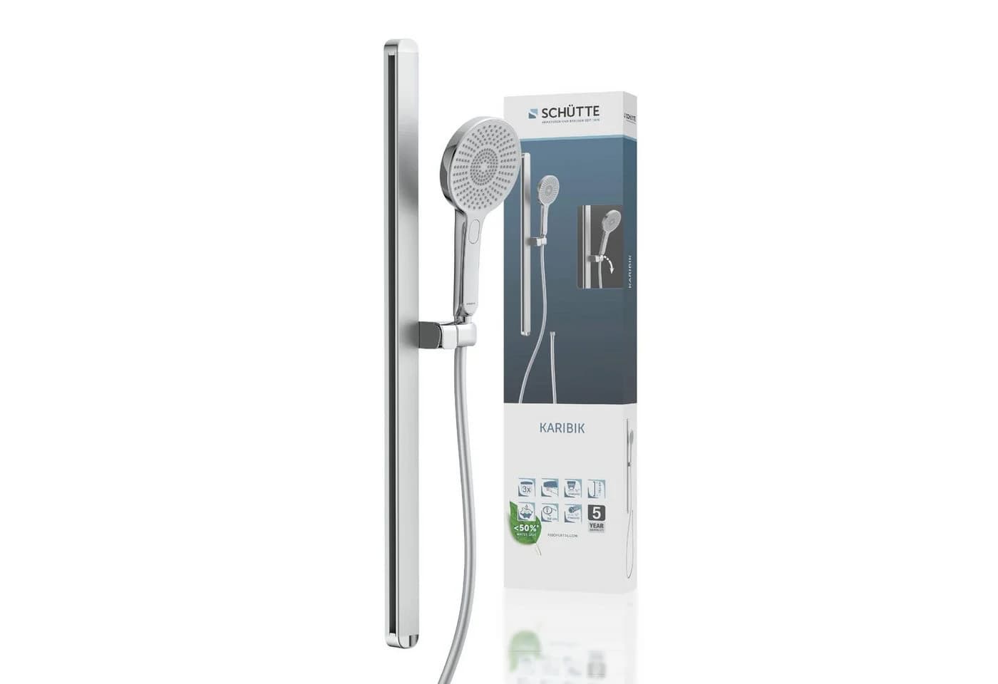 Schütte Stangenbrause-Set KARIBIK, Höhe 78,5 cm, 3 Strahlarten, höhenverstellbar, mit Antikalk-Beschichtung, wassersparend - Bild 2